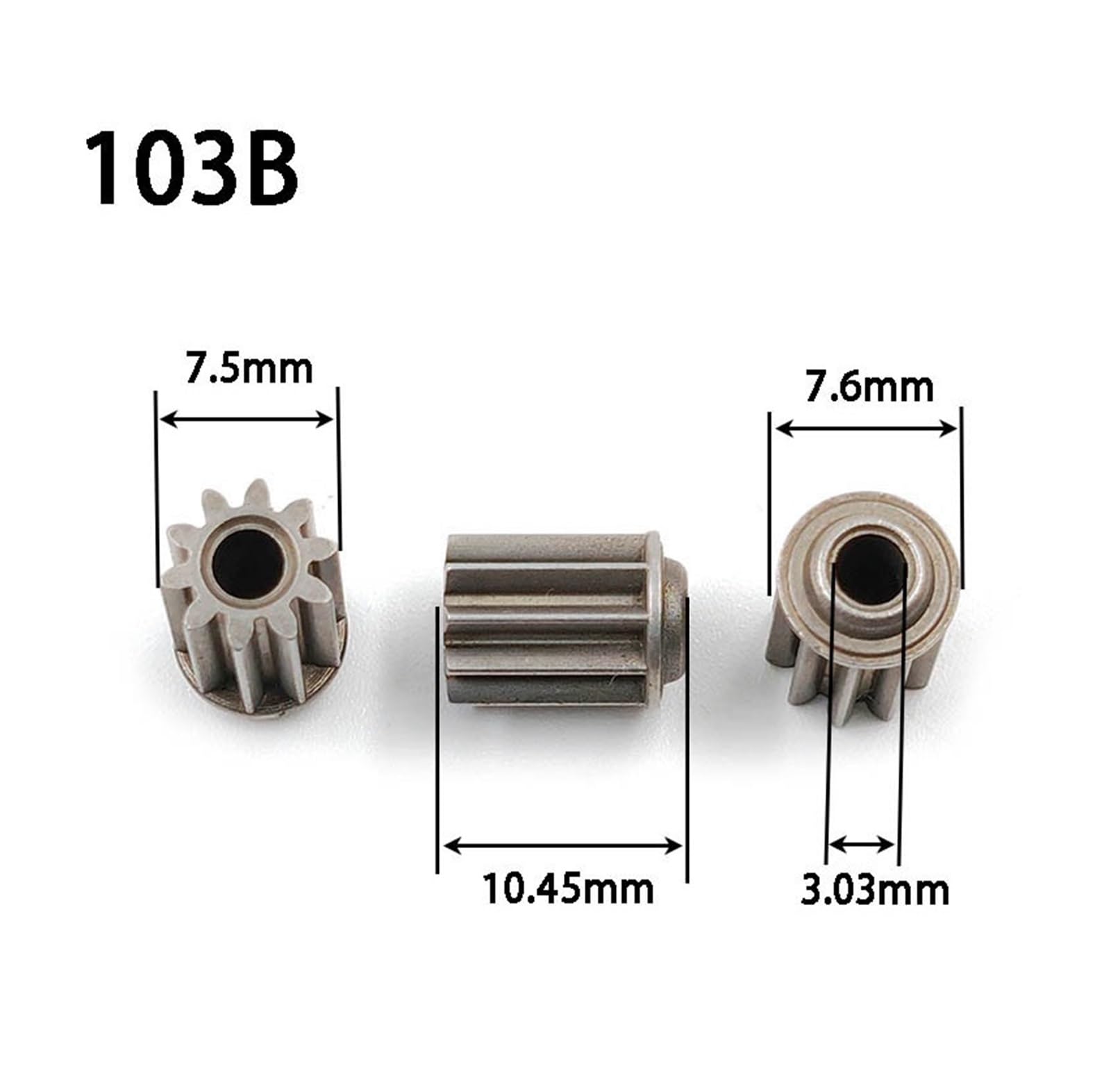 Bevel Gear Pinion Hardware Mechanical 1pcs 103B Alloy Gear High Strength 10T 0.6M Metal Pinion OD=7.5mm Height 10mm Hole Loose Fitting 3mm Shaft 10 Teeth
