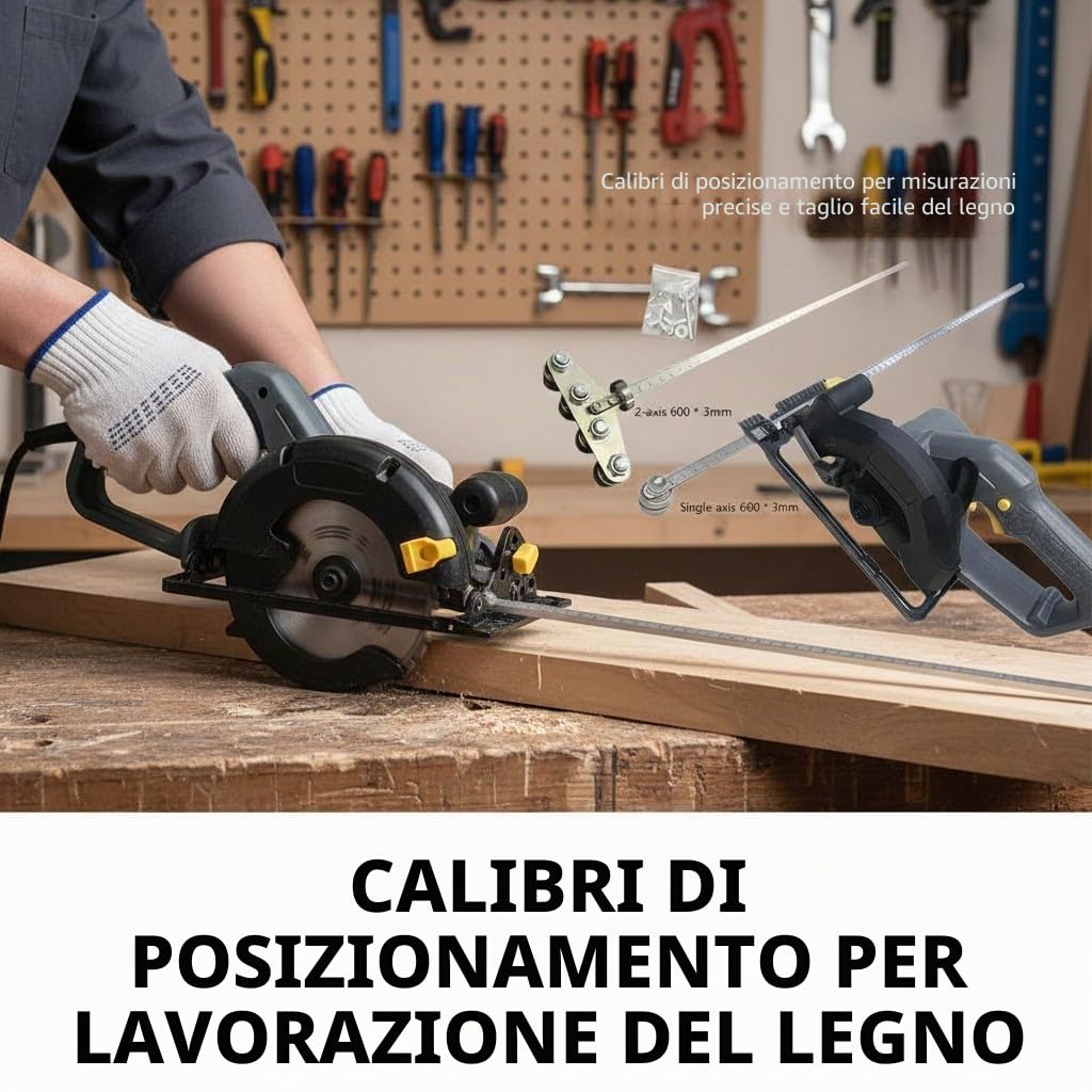 Guida per taglio di precisione in acciaio inossidabile – Binario di guida regolabile e calibri di posizionamento per misurazioni precise e facile taglio del legno con guida per sega circolare (Doppio