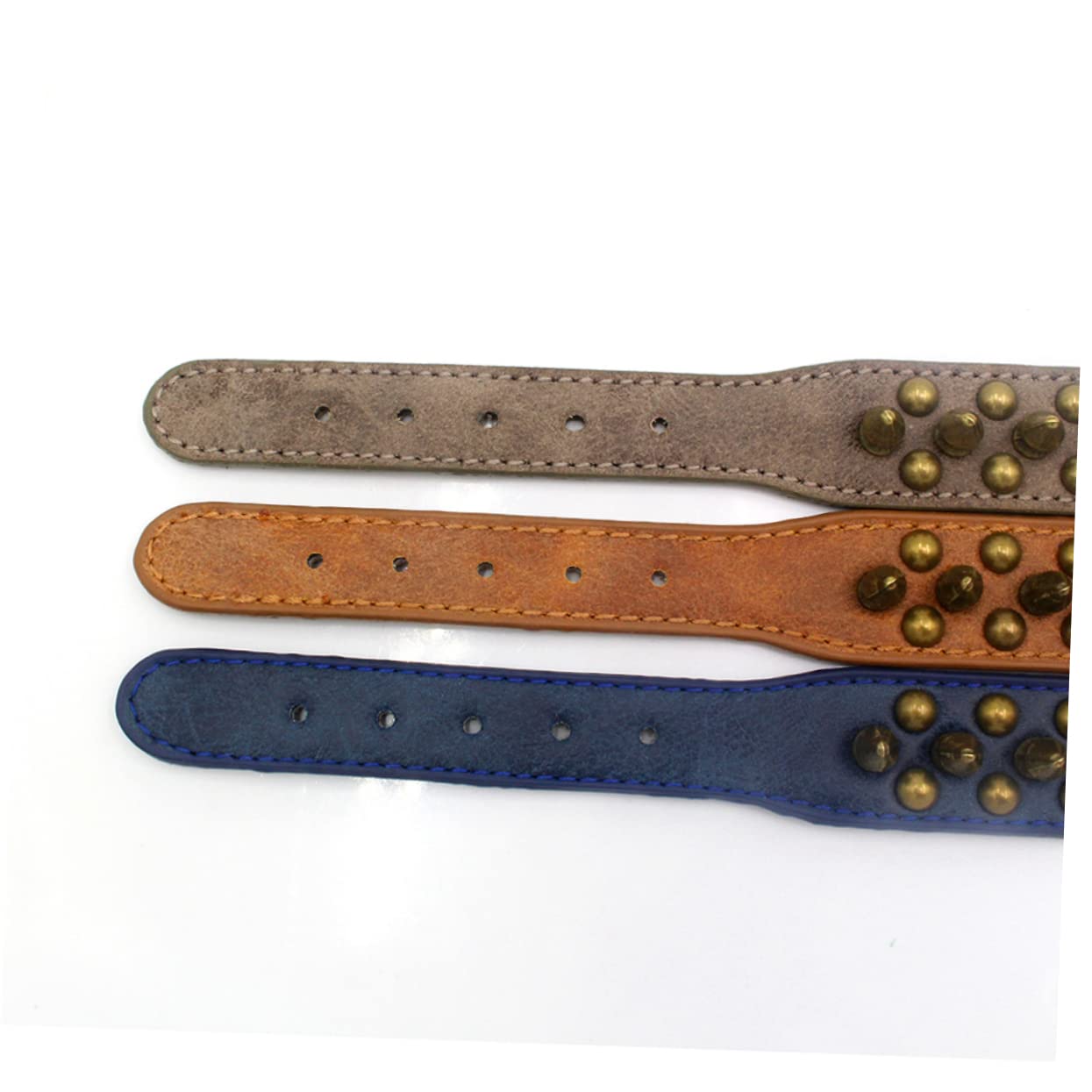 SUPVOX 3piezas Collar De Perro De Rivetes y Tachuelas Diseño Estiloso para Mascotas Color Marrón para Paseos y Actividades Al Aire