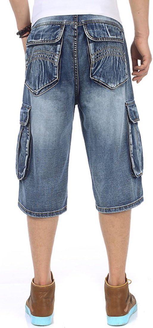 Men's Light Denim Cargo Short Vintage Jeans