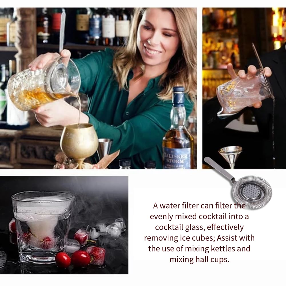 Colino da Cocktail Professionale in Acciaio Inossidabile, Hawthorne Strainer per Bar, Filtro Ghiaccio con Molla Rimovibile - Placcato Nero