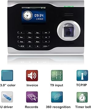 Time Clock, U100 Biometric Attendance System USB Fingerprint Reader Time Clock Employee Control Machine Electronic Device (U100 1)
