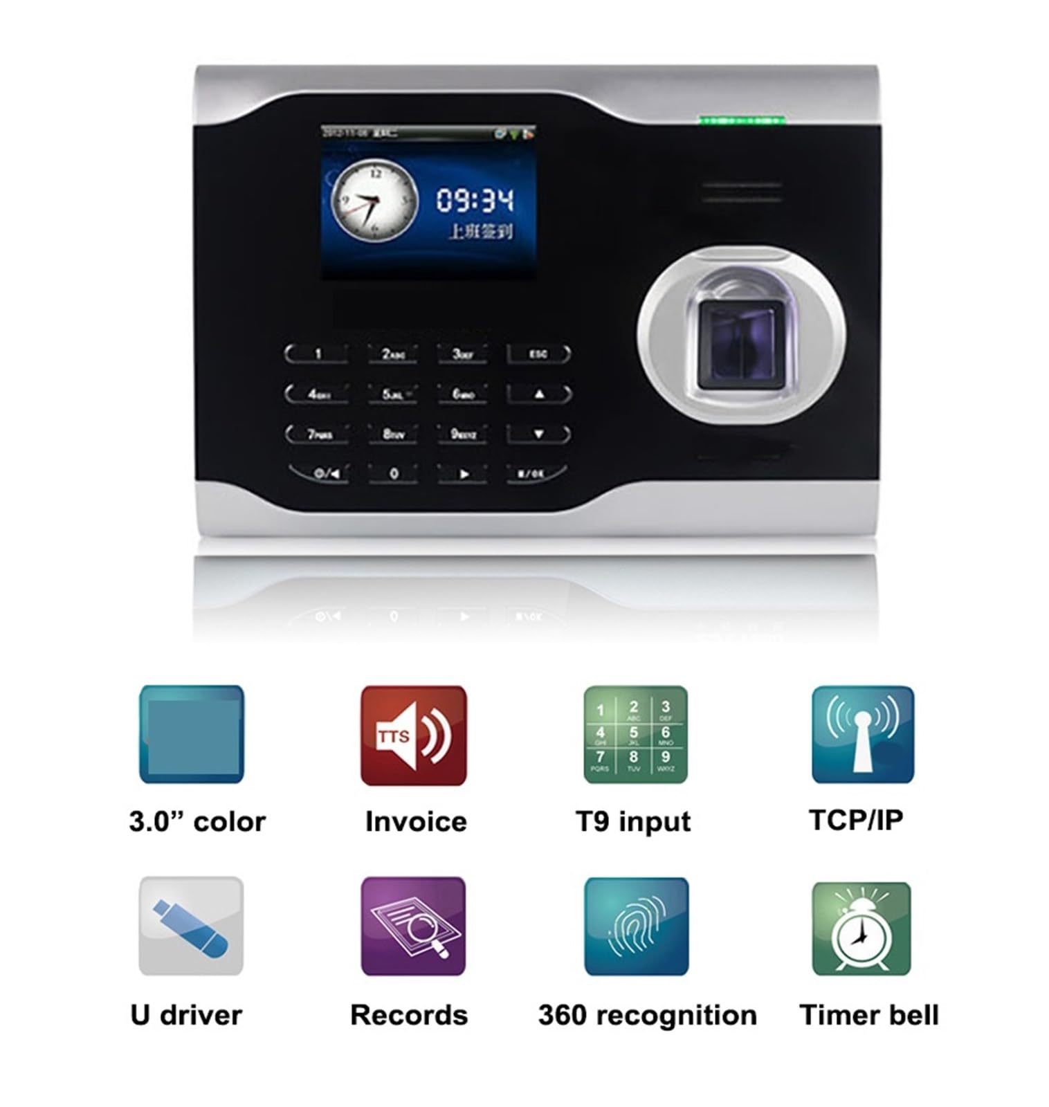 Reloj de control de huella dactilar, De asistencia biométrica U100, lector de huellas dactilares USB, reloj de tiempo, máquina de Control de empleados, dispositivo electrónico ampliamente utilizado en