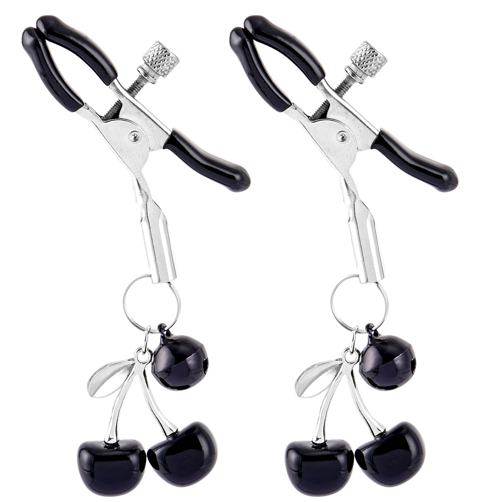 Nipple Clips for Adult Play - 2 Pcs Non Piercing Body Clamp Clip with Cute Charms for Adult Women Couples Bedtime Play: Black