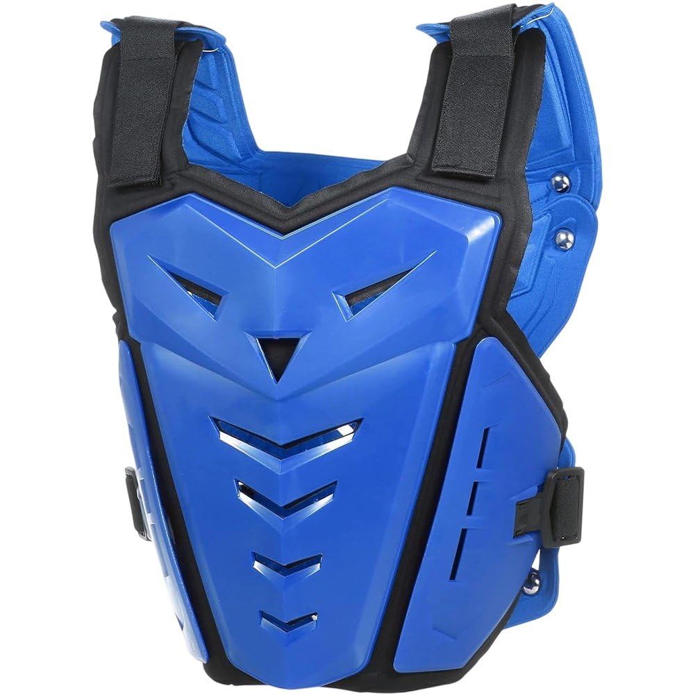 Uzztfa Blue Motorcycle Armor Vest Chest Back Protector, Motocross Body Guard Vest Skiing Riding Skating Anti-Fall Vest Protective Gear Bike Protective Gear