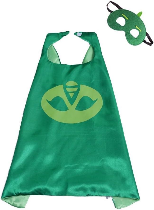 Tinley Warehouse Superhero Cape and Mask Costume Set Boys Girls Birthday Halloween Play Dress Up (Gekko)