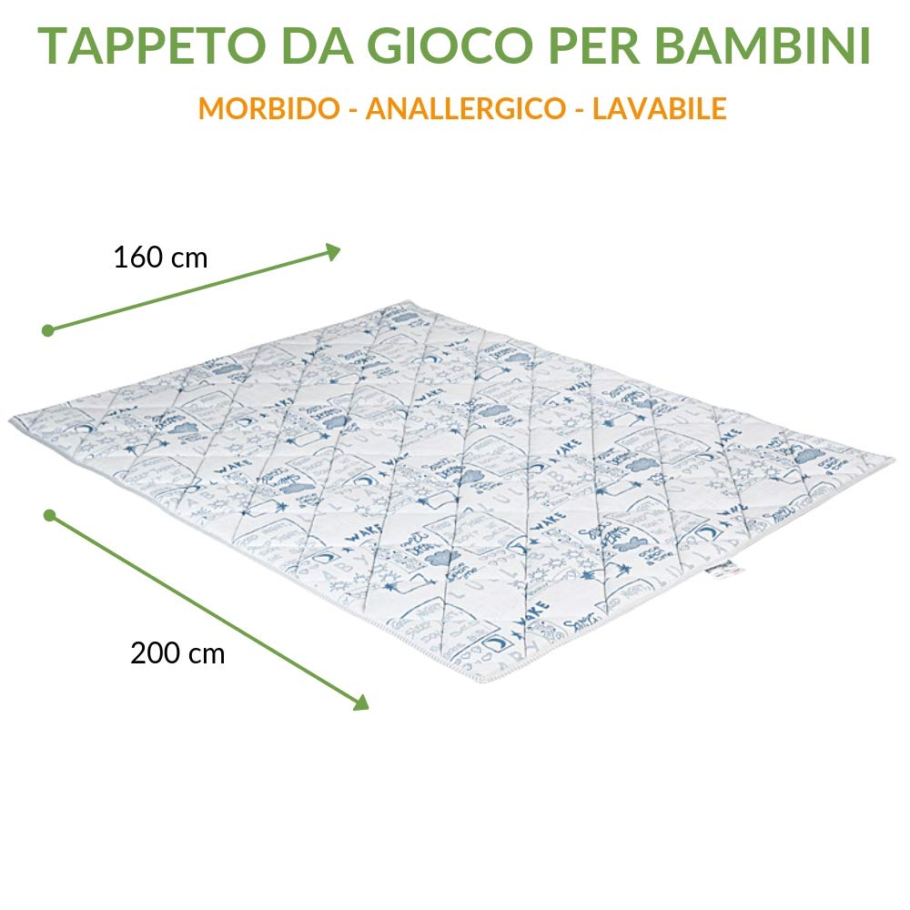 EVERGREENWEB Weiche Baby Spielmatte, Teppich Für Kinder Zum Spielen 160x200 cm Polyurethanschaum Polsterung, Hypoallergen, Faltbar | HELLBLAU