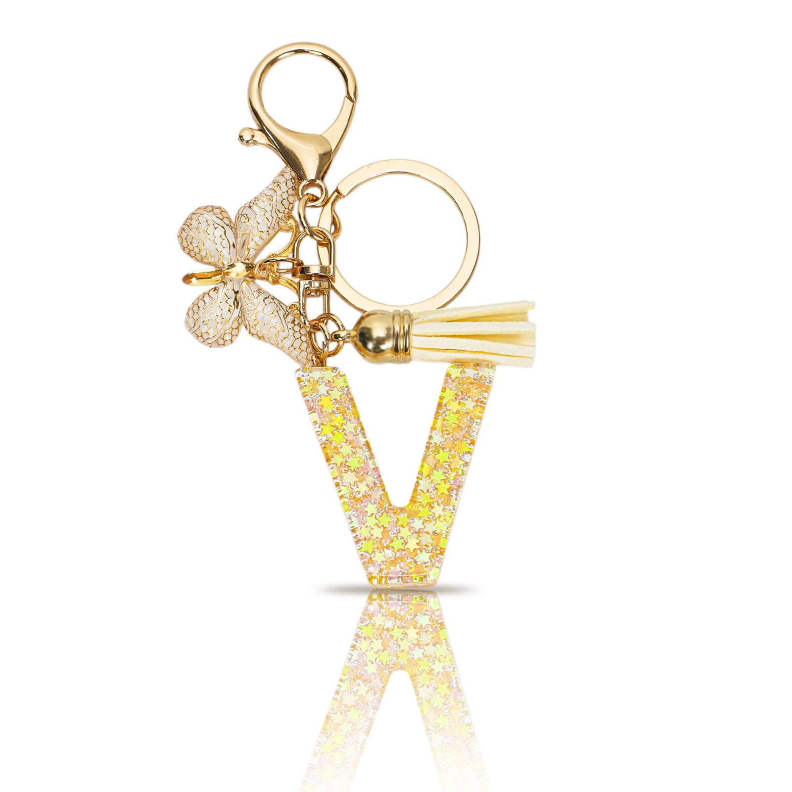 MORSUNBELA Schlüsselanhänger Buchstabe Mädchen Keychain mit Anfangsbuchstabe Schlüssel Anhänger mit Buchstaben für Frauen Damen