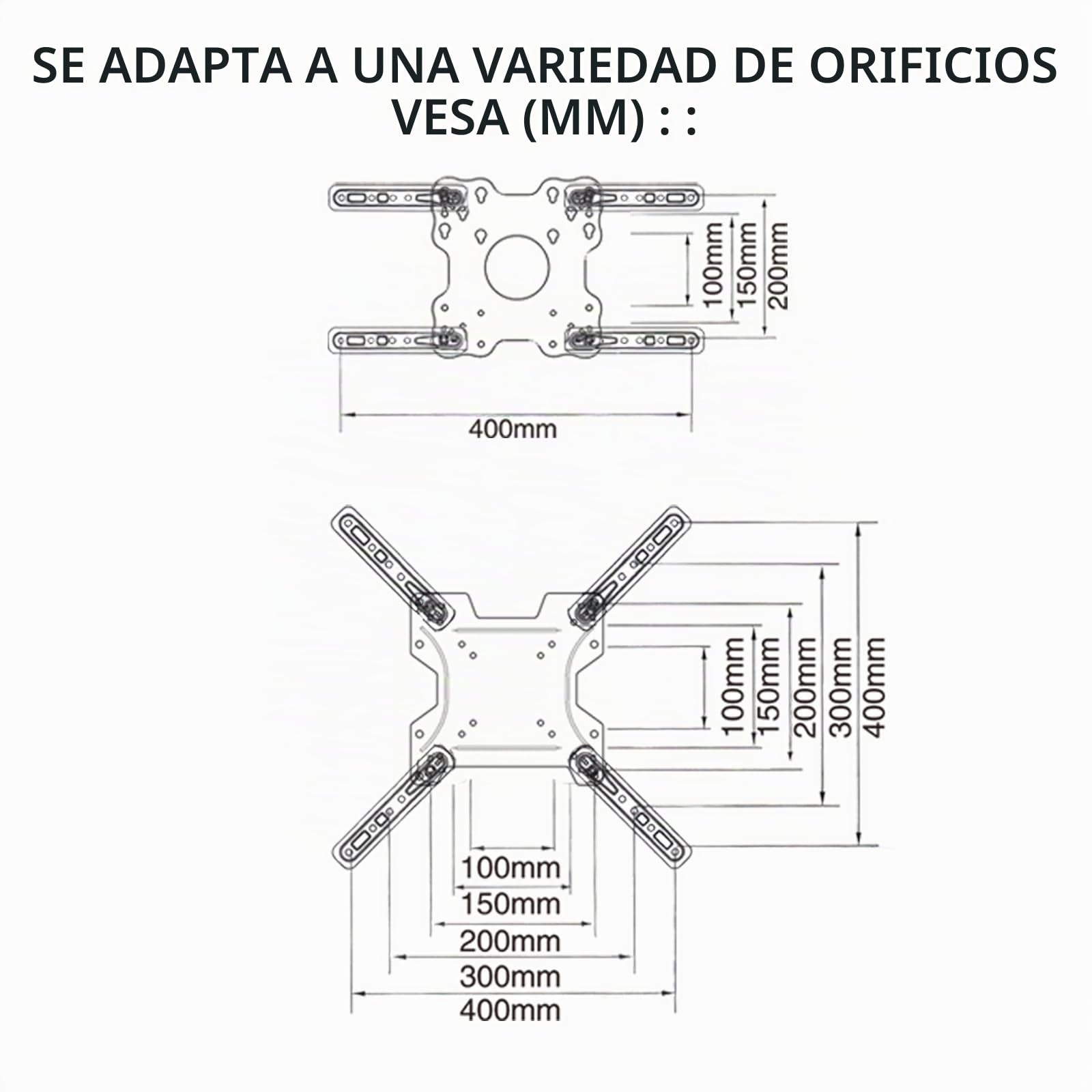 Rotación de 360° Soporte de Pared para TV 32-50 Pulgadas, inclinación y Giro, Montaje para Pared para Pantallas Verticales y monitores Grandes hasta 19,8 kg, VESA máxima 400 x 400 mm