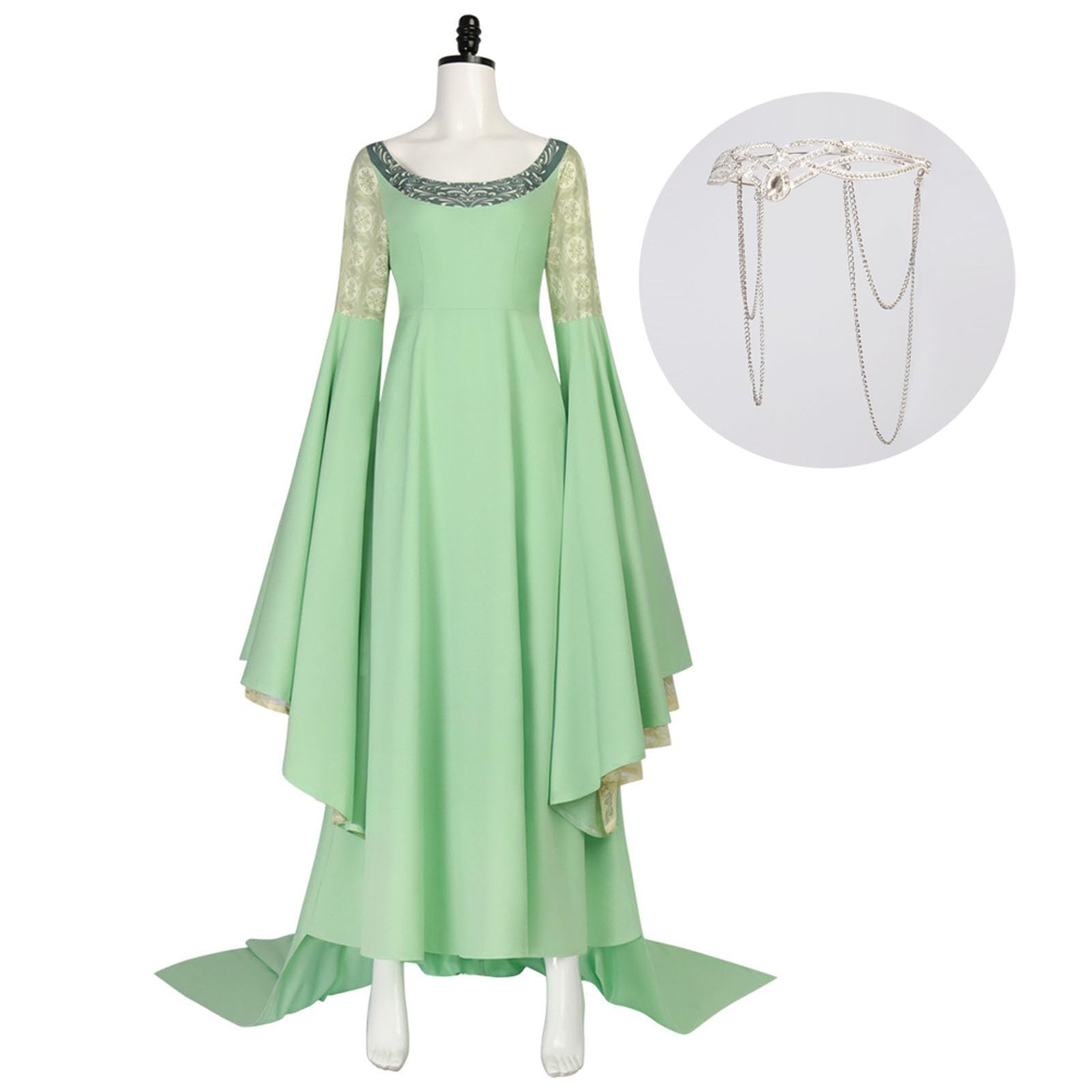 Robe Femme ete Fluide légère, Robe décontractée élégante pour Femme, idéale pour Un Jeu de rôle, avec Ensemble Collier et Jupe fluides. Tenue de soirée Confortable et élégante.