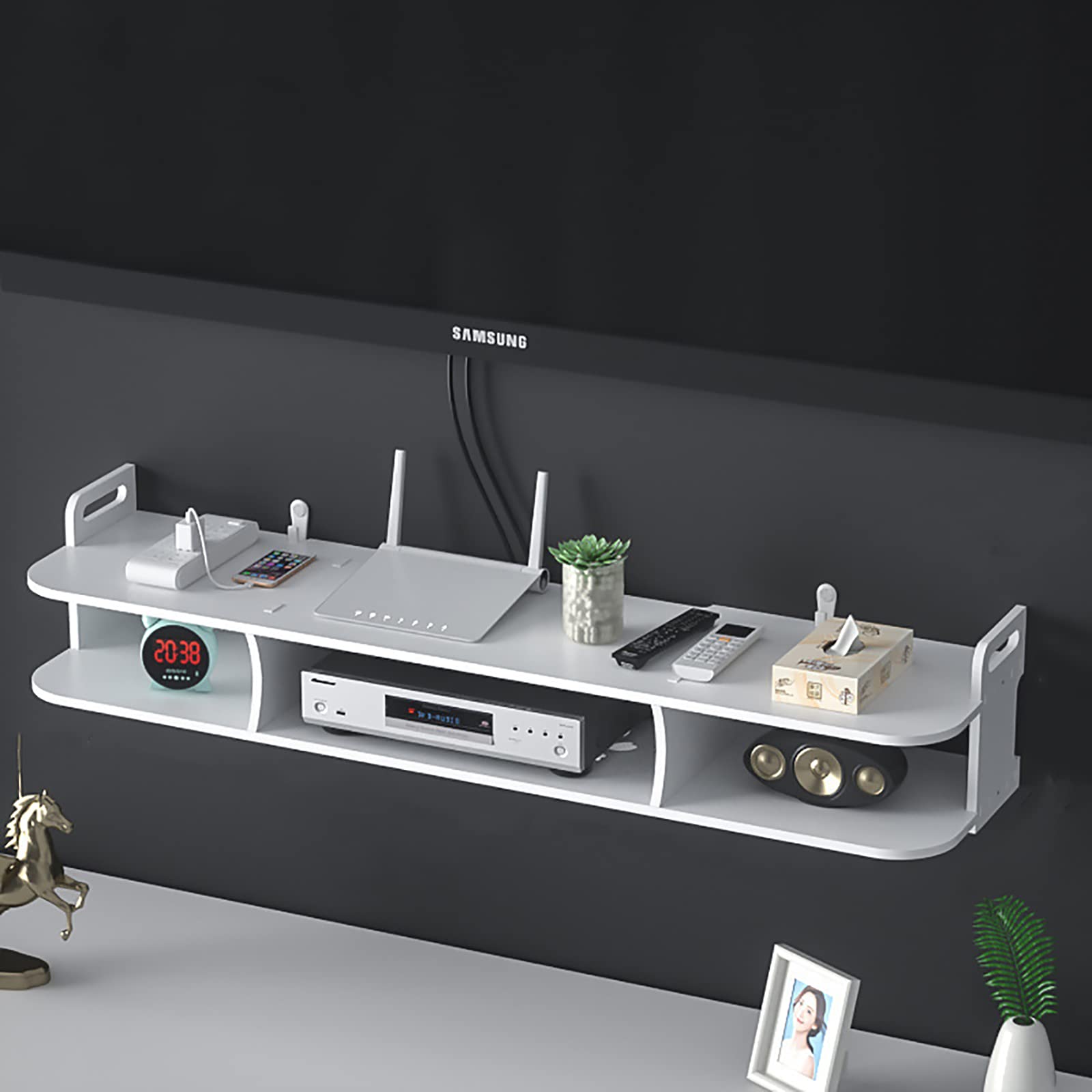 Buy WIFI Router Storage Shelf,Wall Floating Shelf,TV Settop Box