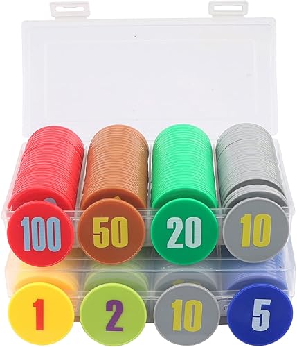 Miniatura 9 de HAKITAROOM Juego de 100 fichas de póquer  Monedas circulares de plástico de 1.58 pulgadas para juegos y contar, 0.16 oz cada una, accesorios