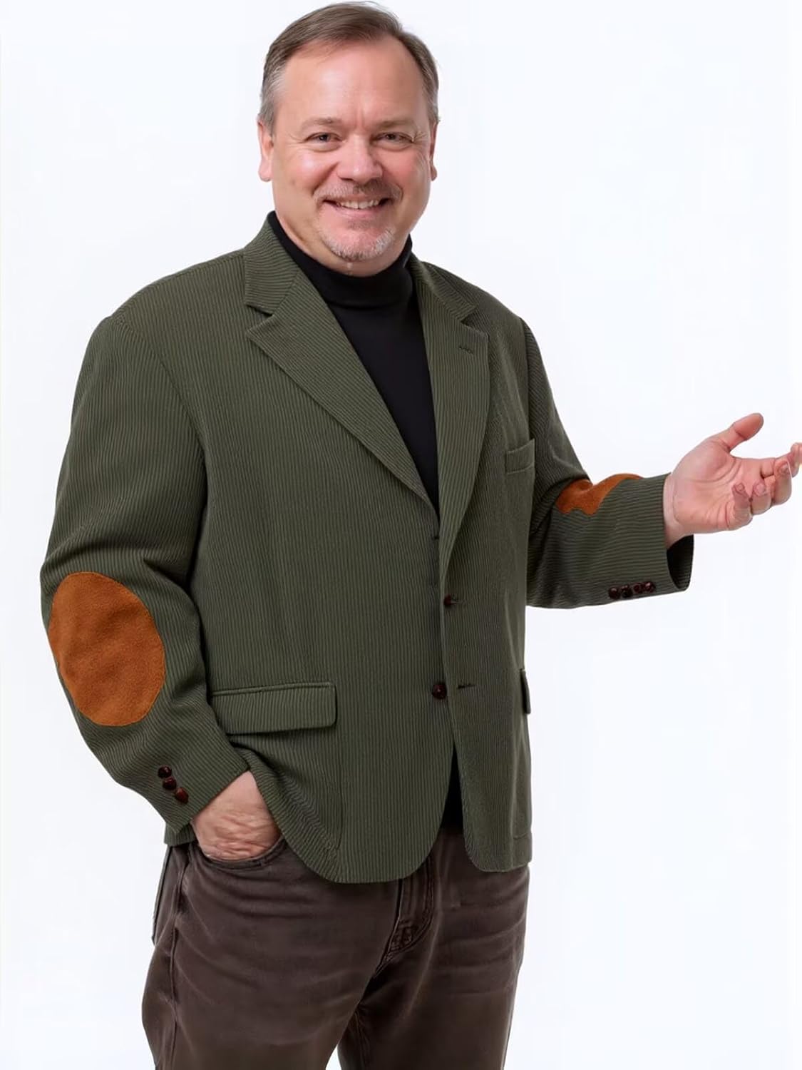 Men's Corduroy Blazer Formal Slim Fit Business Sport Coat with Elbow Patch Casual Mens Suit Jacket