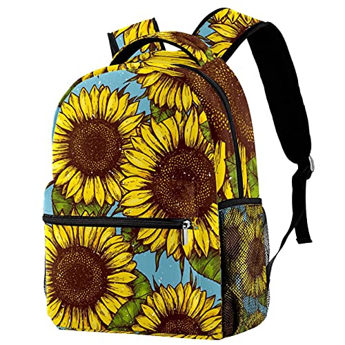 Sac à dos de voyage campus grand volume style tournesol jaune pour fille et garçon