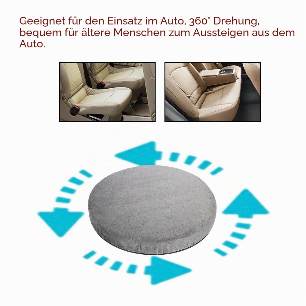Dioche Drehsitzkissen,rutschfestes, um 360 Grad drehbares Mobilitätsautositzkissen, drehbares Sitzkissen für Büro- oder Heimstühle, 39 cm