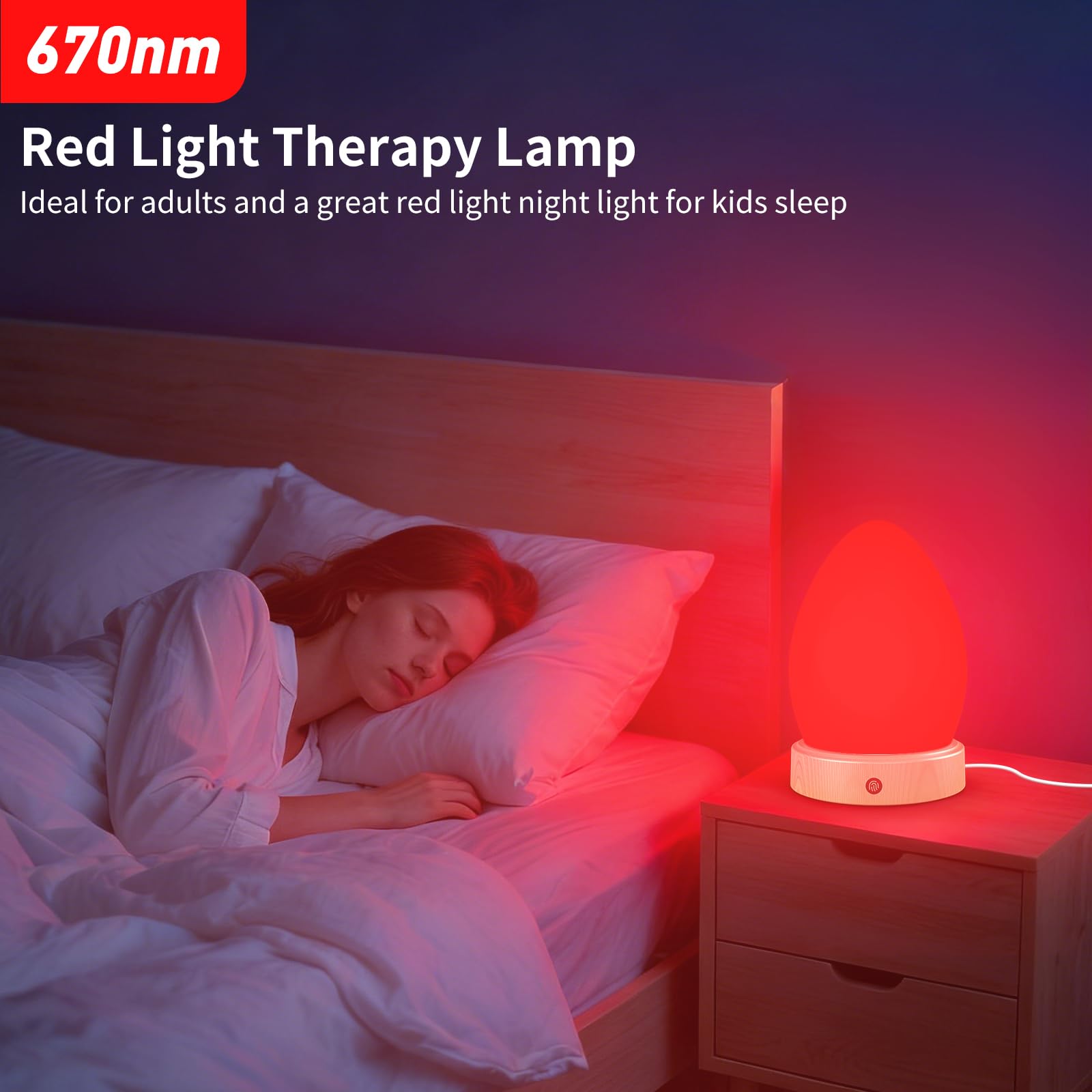 Lampada per terapia a luce rossa da 670 nm per sonno e relax, lampada solare da 10000 Lux con telecomando, doppia funzione di aiuto per il sonno e lampada solare, luce notturna a 4 colori per