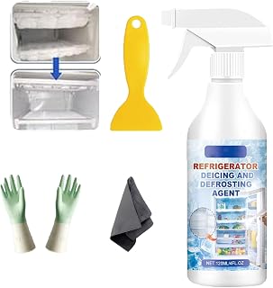 Freezer Defroster Spray, Fast-Acting Fridge & Freezer Defrosting Spray for Ice Buildup Removal, Powerful Refrigerator De-Icer Cleaner, Easy to Use, Streak-Free Finish (1PC)