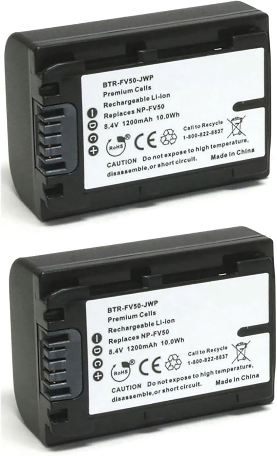 Replacement Battery for Sony DCR-SX85 (2-Pack, 1200mAh) and Charger