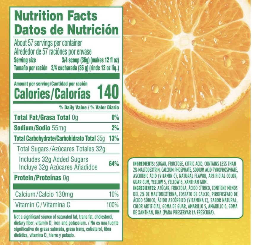 Tang Orange Naturally Flavored Powdered Soft Drink Mix, 2 ct Pack, 58.9 oz Canisters