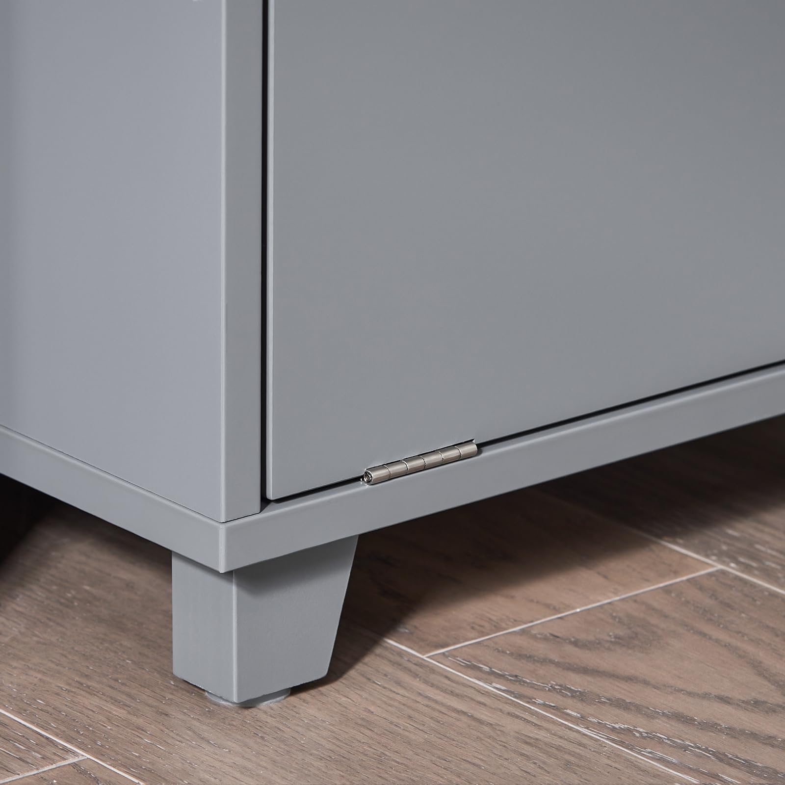 BZR146-DG Wäscheschrank mit Korb, platzsparend, modernes Design, B 35 x T 30 x H 105 cm, BZR146-DG für Zuhause und Waschküche, Grau