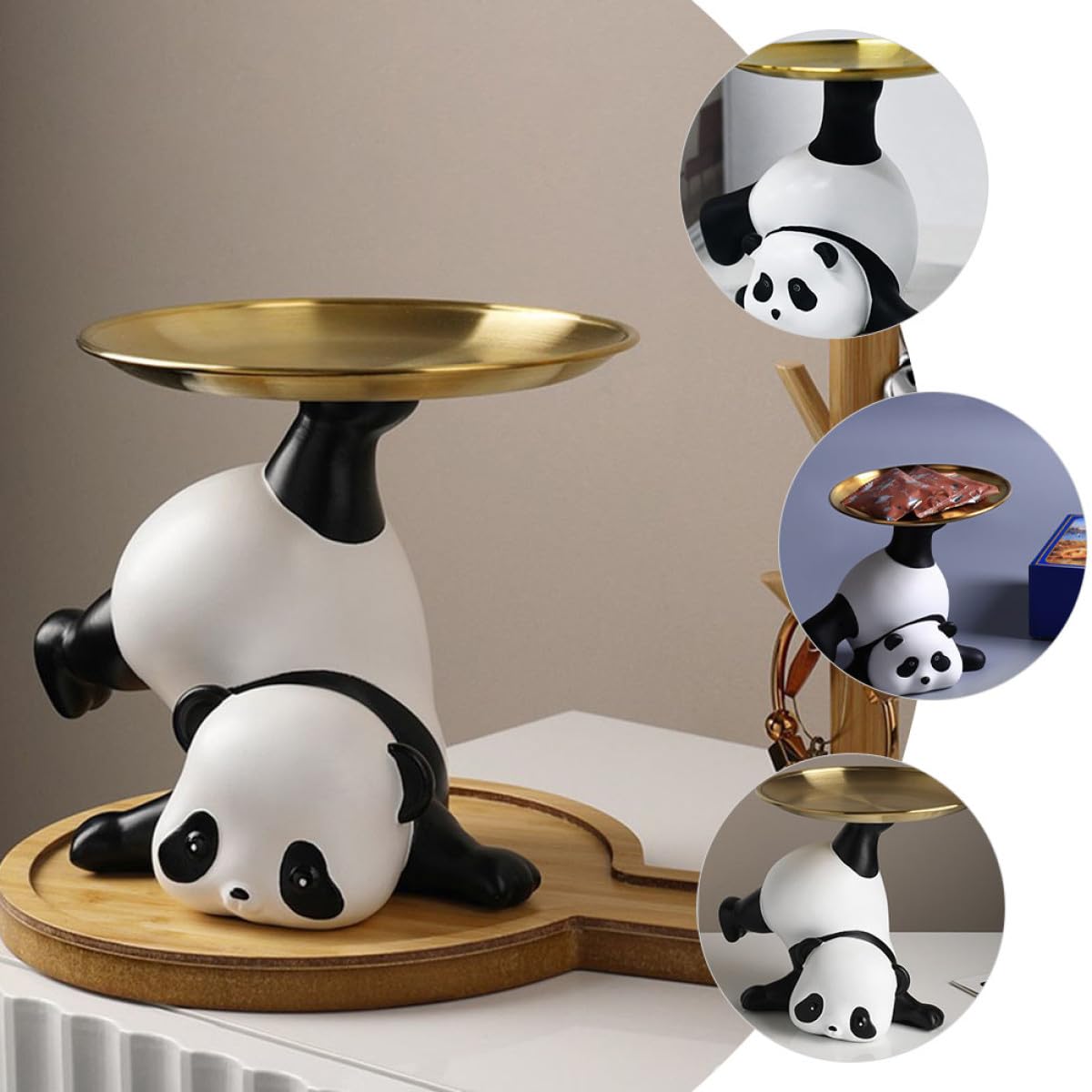 Porta Chiavi in Resina a Forma di Panda, Vassoio Decorativo Unico e Delicato per Ingresso Casa, Facile da Pulire, Durevole e Non Deformabile, per Regali Housewarming