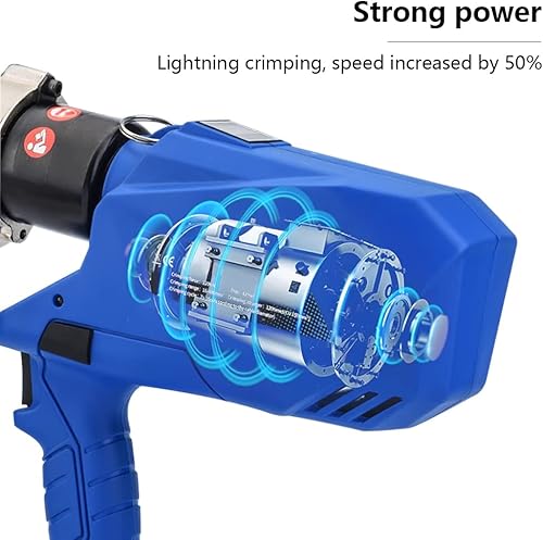 Miniatura 5 de MMNZE Alicates hidráulicos eléctricos para engarzar, herramienta de prensado recargable, 6 toneladas, cable de terminal eléctrico, kit de crimpadora