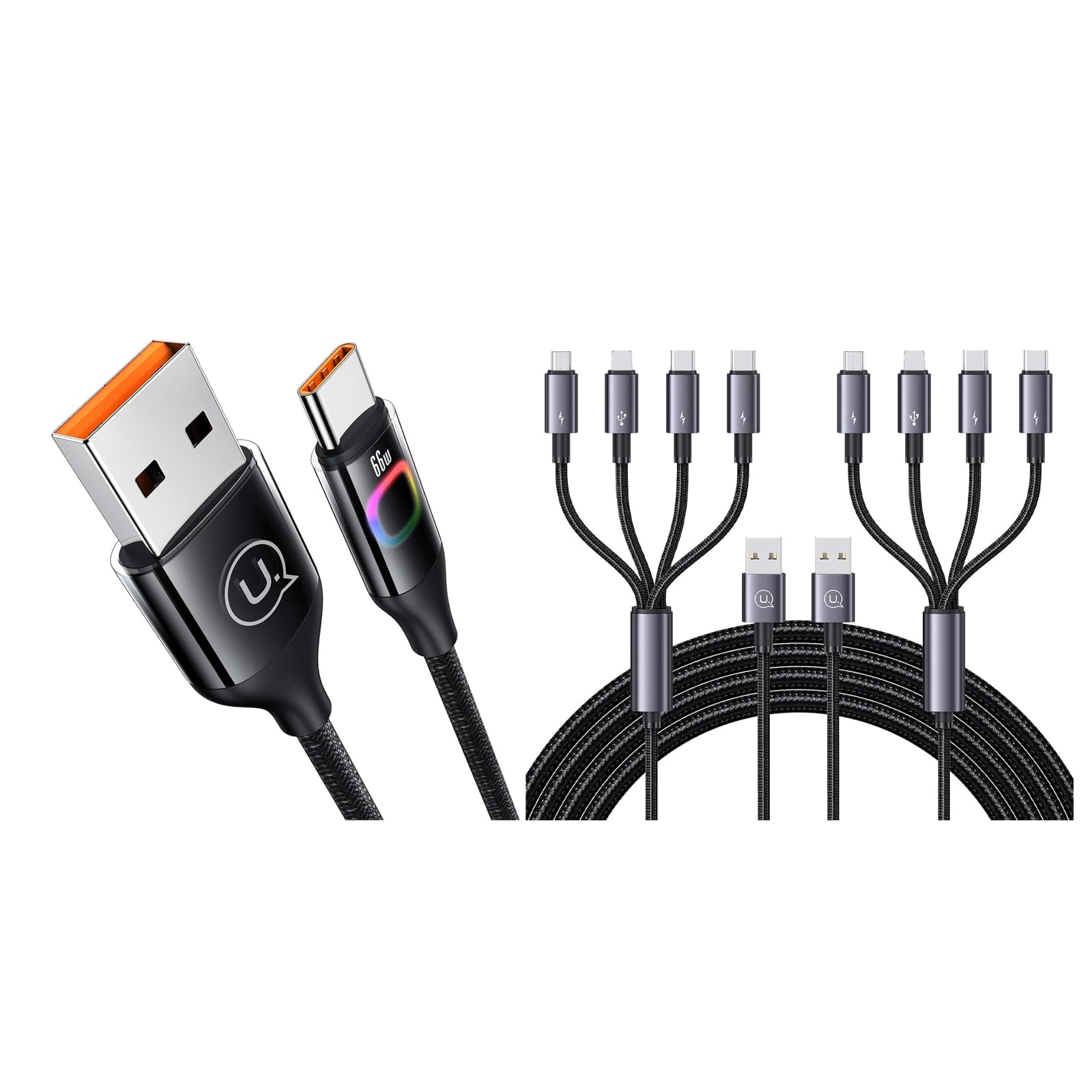 Photo 1 of ***STOCK PHOTO FOR REFERENCE ONLY***Multi Charging Cable, Multi Charger Cable Nylon Braided 4 in 1 Charging Cable and USB A to USB c Cable are Bundled Together
