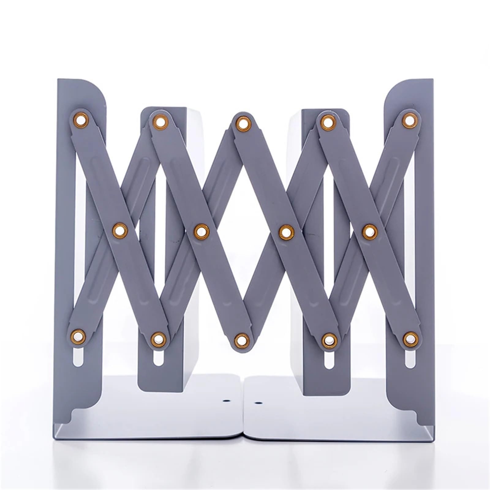 Buchstütze Teleskop-Bücherständer, Klappbares Bücherregal, Metall-Bücherständer, Skalierbare Metall-Buchstützen, Schreibtisch-Buchorganisation, Studentenbedarf(White A)
