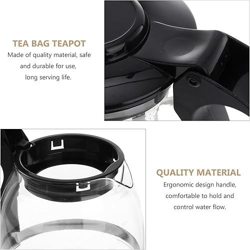 Miniatura 5 de SOLUSTRE Tetera de vidrio de 23.7 fl oz con infusor extraíble de acero inoxidable y asa, tetera con tapa para té de hojas sueltas