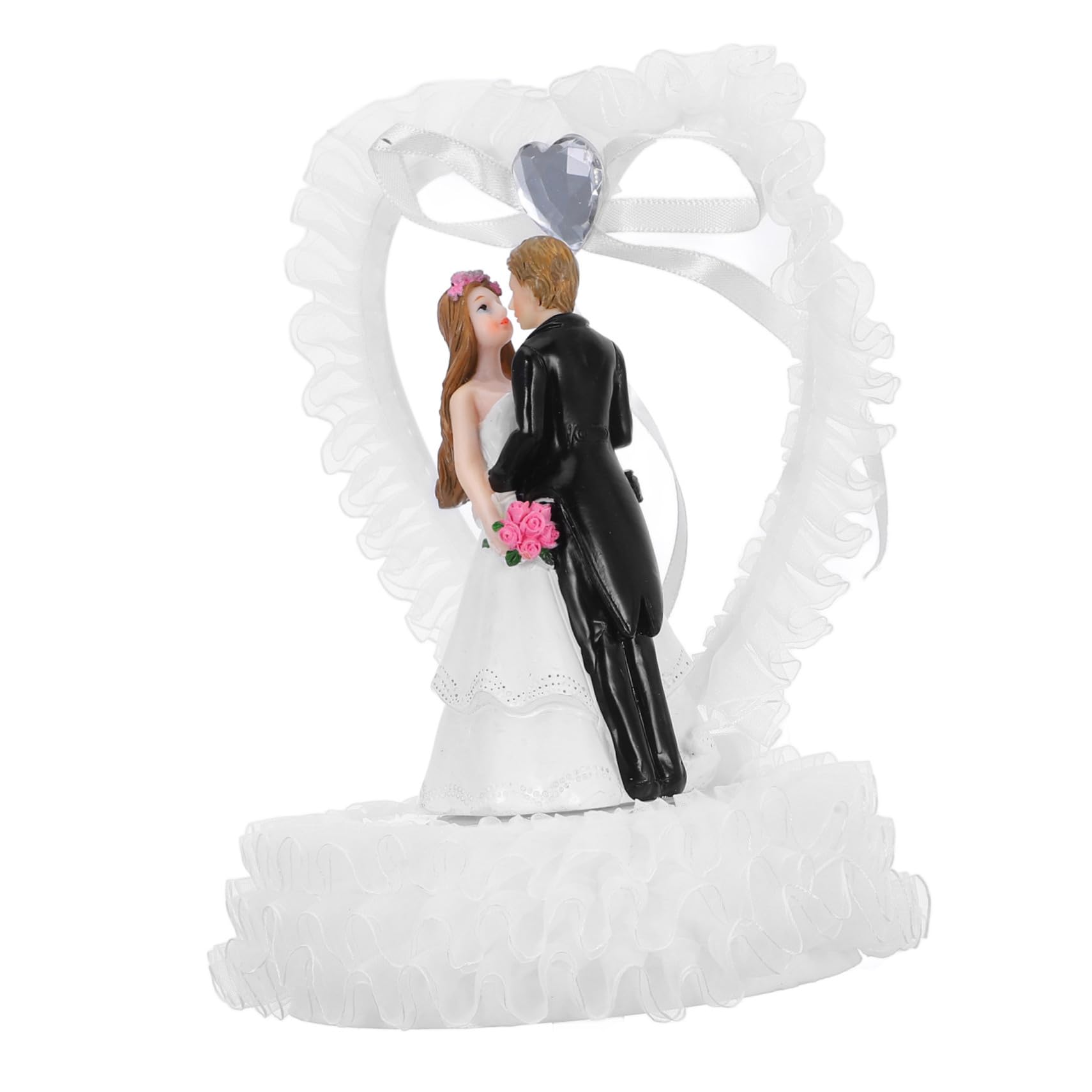 PRETYZOOM 3st Hochzeitsdekorationen Herr & Frau Tortenaufsatz Herz-kuchenaufsatz Braut- Und Bräutigamfiguren Desktop-puppen-ornament Tortenaufsatz Für Braut Und Bräutigam ，， Weiß