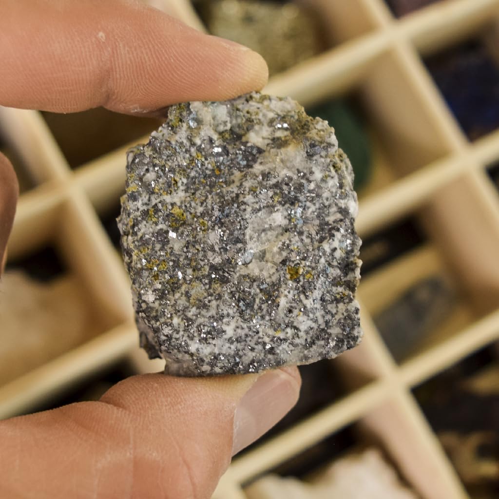 Colección de 30 Minerales didácticos Premium en Caja de Madera Natural - Minerales Reales educativos de Gran tamaño con Hoja de descripción. Kit Geología para niños