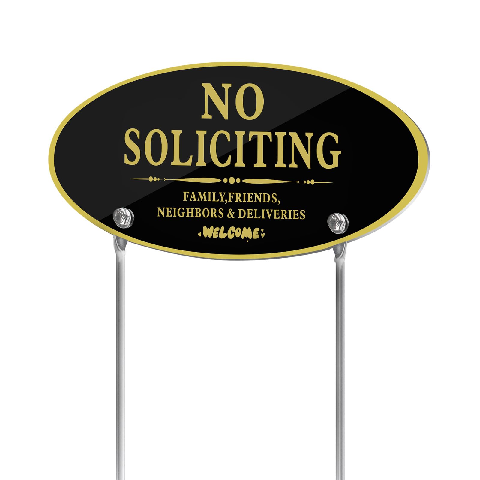 Segnali da cortile, no soliciting, please go away, cartello per la casa, in metallo resistente, con paletto, cartello decorativo per casa, cortile, porta