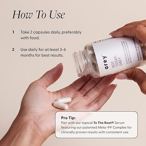 Miniatura 7 de Arey Not Today, Suplemento diario para el cabello gris para mujeres y hombres, retarda el crecimiento y repigmentación del cabello gris en 3-6