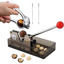 Nut Crackers for All Nuts, Universal Adjustable 304 Stainless Steel Heavy Duty Nutcracker, Includes Chestnut Clip & 2 Picks, for Black Walnuts, Macadamias and Pecans