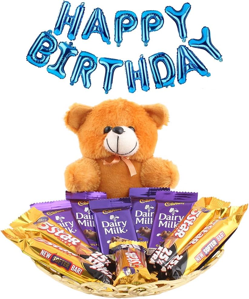 SFU E Com Classic Dairy Milk Chocolate Gift Hamper | Happy Birthday Foil Ballons Letters With Chocolate Gift Hamper | Birthda Chocolate Gift Combo | 1169
