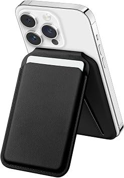 Rongep Apple iPhone 17/16/15/14/13/12 Serisi için Cüzdan MagSafe ile Uyumlu Telefona Tam Oturan Güçlü Manyetikli Sıkı Tutuş Sağlayan ve Düşme Yapmayan PU Deri Cüzdan Kartlık (Siyah-Stantlı)