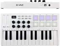 Teclado de controle MIDI 25 teclas Mini teclado USB portátil controlador MIDI com 25 teclas sensíveis à velocidade 8 pads retroiluminados RGB 8 botões
