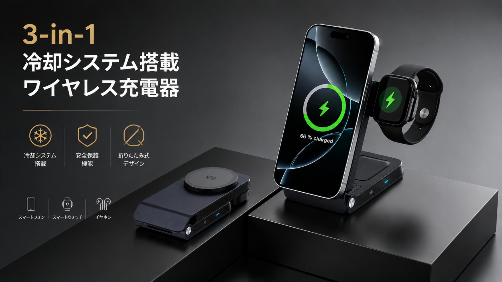iPhone12 64GB イヤホン、モバイル充電器付き Amazon.co.jp: Koolehaoda 3-in-1 ワイヤレス充電ステーション Qi2.2