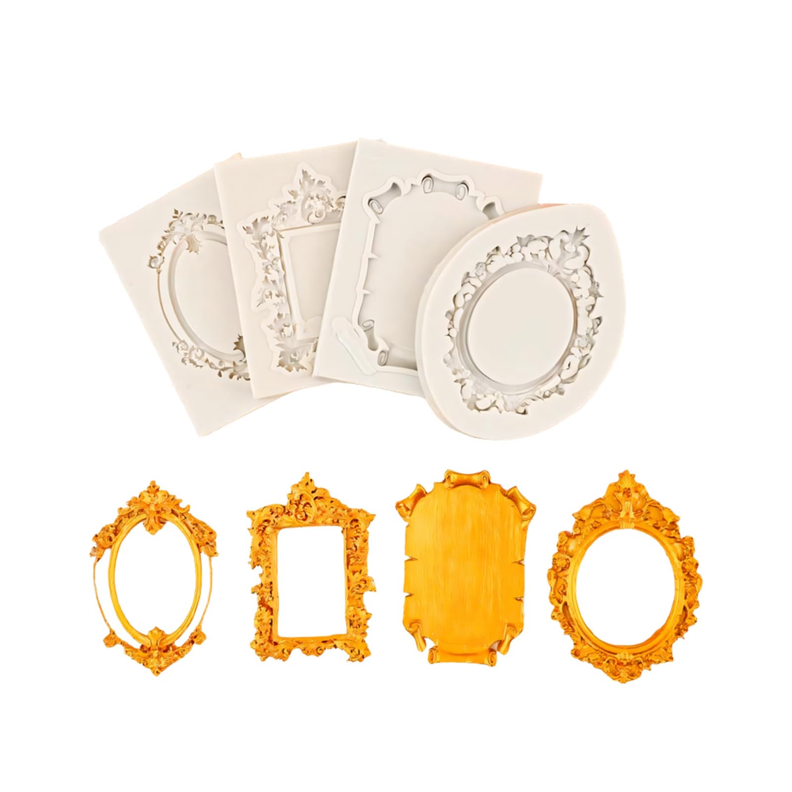 Oxxggkao Of 4 Sturdy Silicone Baking Molds Feature Decorative Retro Designs for Professional Styles Cakes Vintage Cake Mold