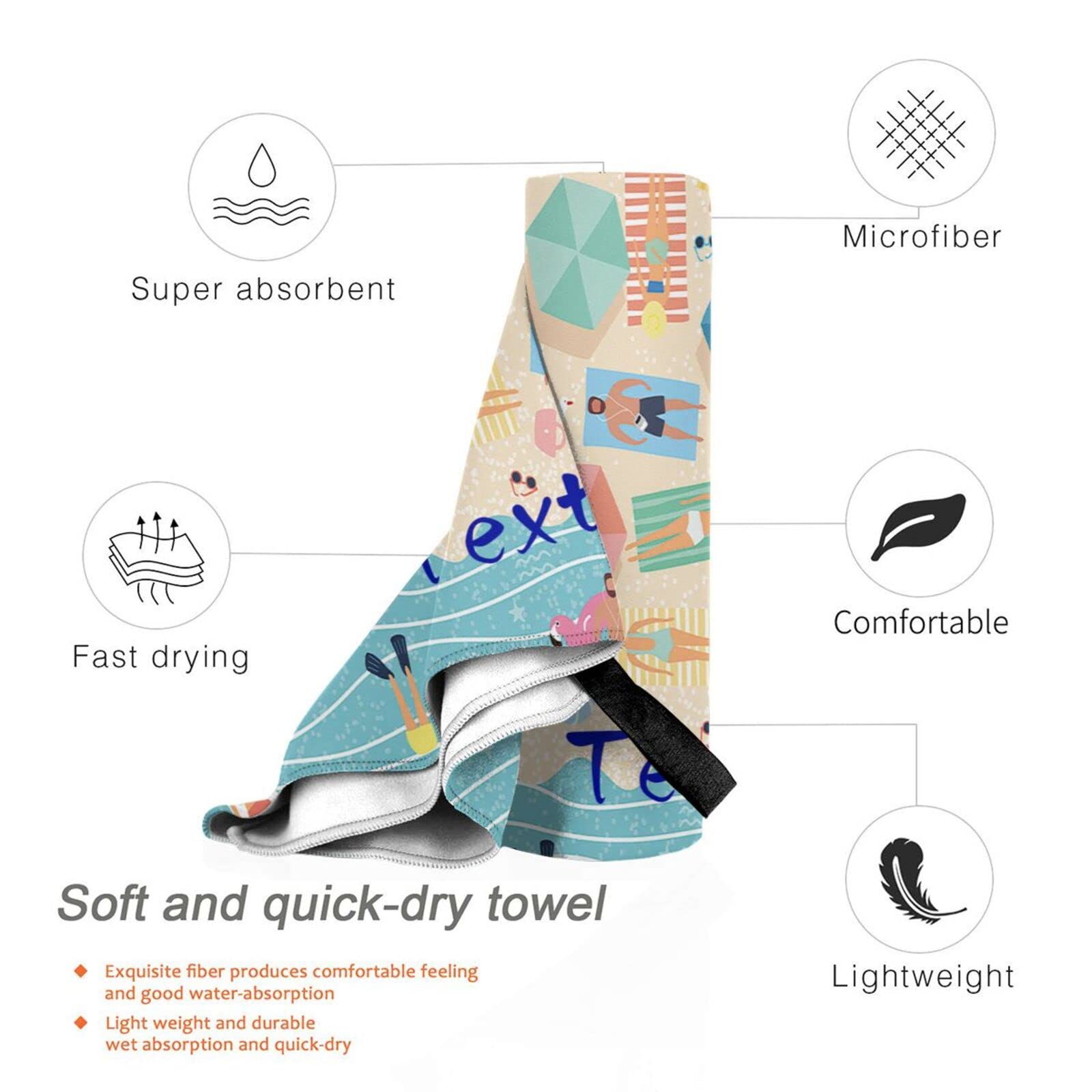 CUEBOS Microfiber Beach Towel 32x52 Inches - Quick Dry, Sand Free, Ultra Soft & Oversized For Pool, Travel, Yoga - View #2