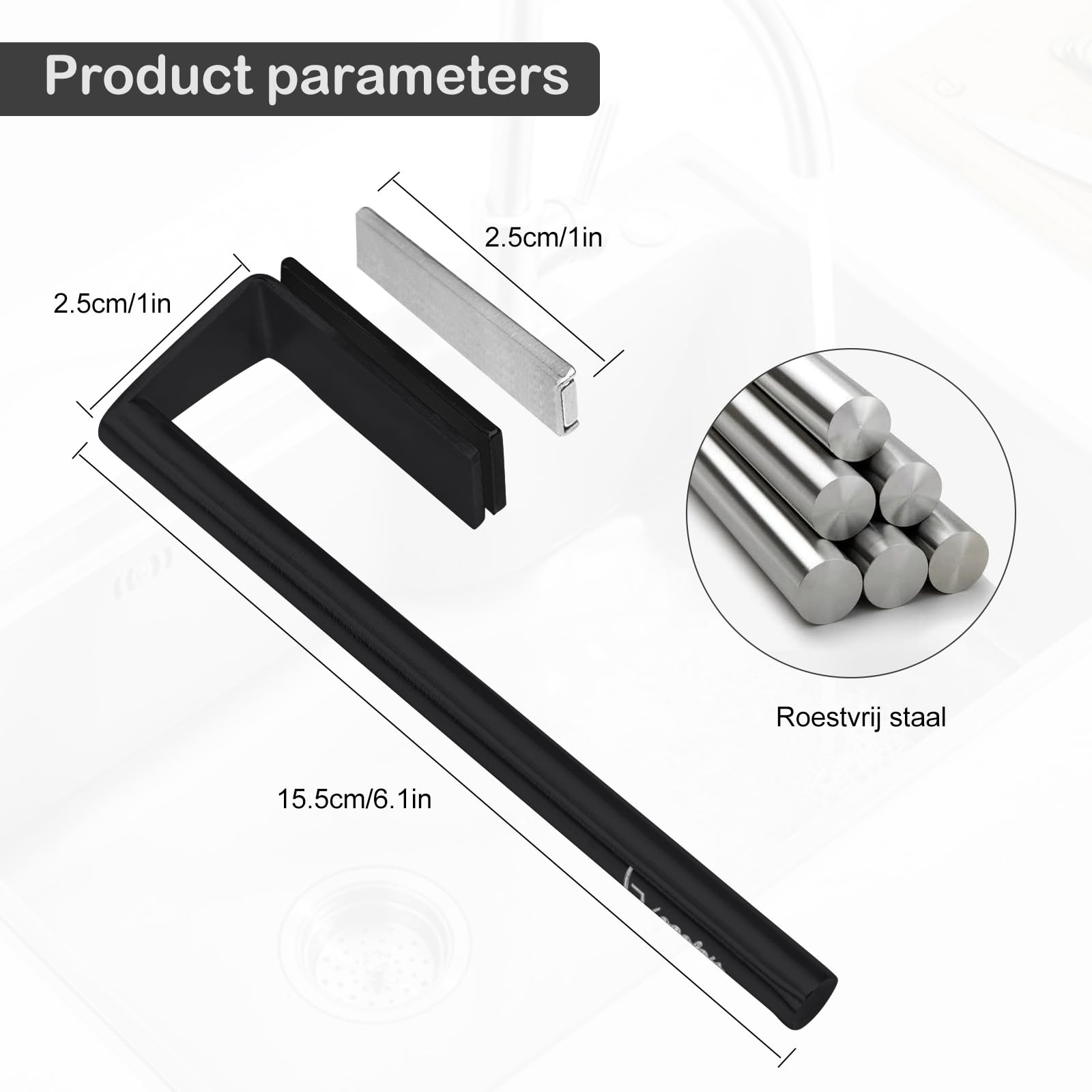 Lopoleis® Keukenhanddoekhouder, keuken- en opbergorganizer, keukenopslag, opslag onder de gootsteen, keukenaccessoires, theedoekhouder, stang zonder boren