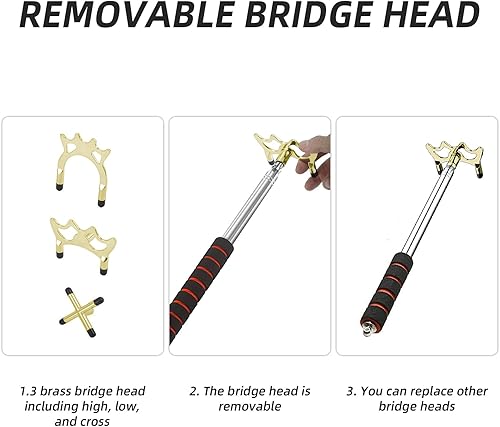 Vista 4 de Scott Edward Palo de billar retráctil con 3 piezas de cabeza de puente extraíble, material de acero inoxidable, accesorio de billar para mesa
