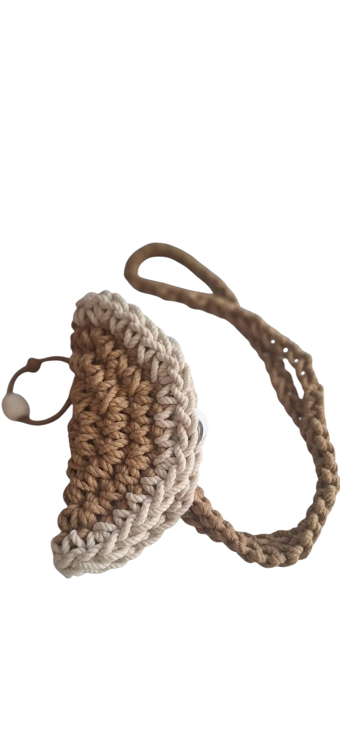 Handmade Crochet Eyeglass Holder Pouch, Beige and White, with Long Strap, for Kids, Teens and Adults. Suitable for all model Eyeglass. Great daily wear accessories.-image-4