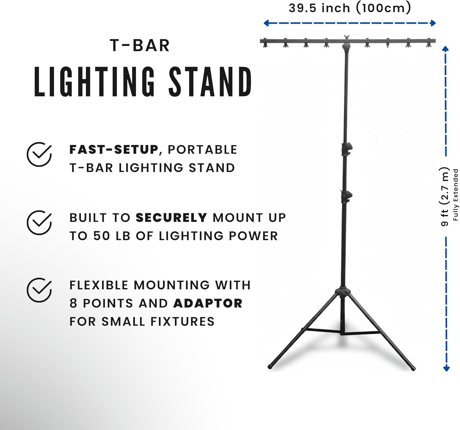 CHAUVET DJ CH06 Lightweight Lighting Stand w/T-Bar (50lb Capacity)