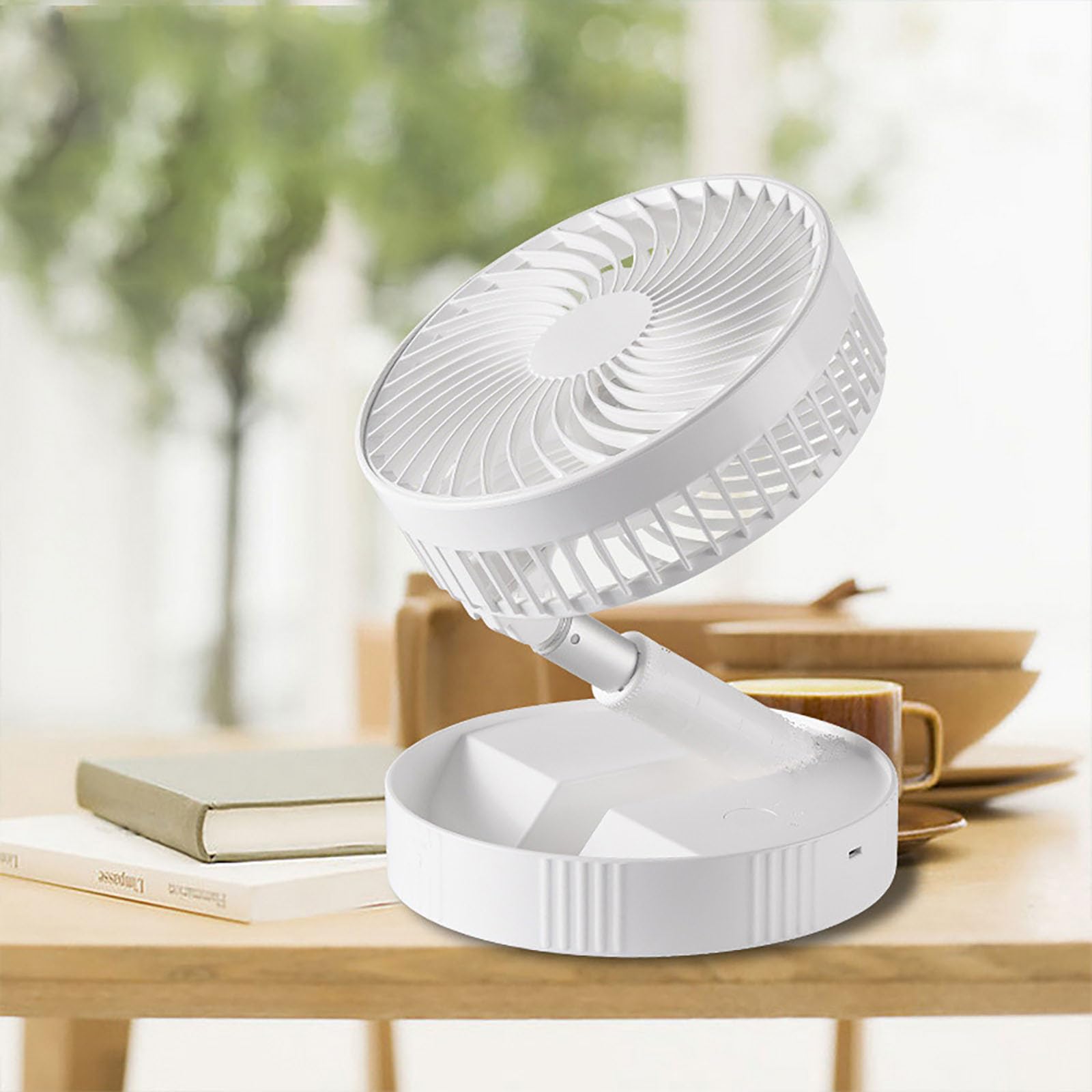 Ventilador de Pie Portátil Plegable Oscilante -Silencioso 30dB 3 Velocidades, Ajuste 180° USB C Pequeño Mesa Ventiladores para Hogar Dormir Oficina Viaje(Blanco)