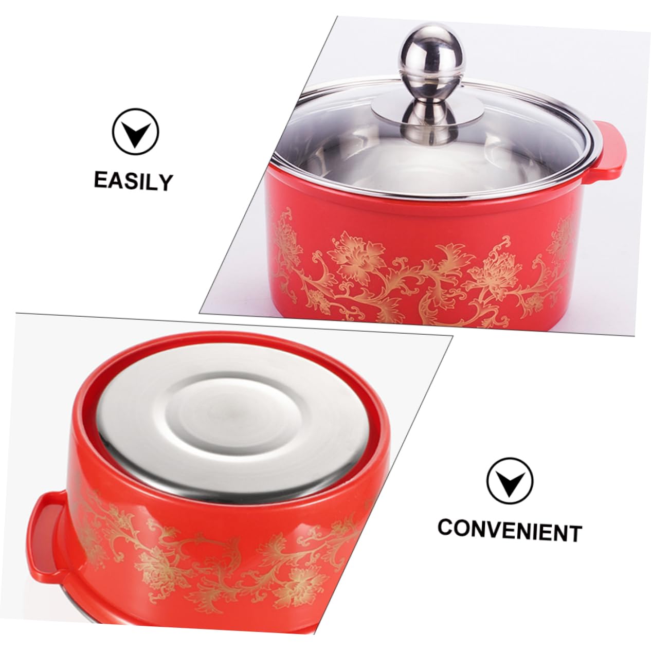 Ciieeo Thicken Pot Anti-scald Feature Stainless Steel Hot Pot Multi-functional Kitchen Cooking Tool