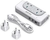 Vista 1 de BESTEK Convertidor de voltaje de 200 W de 100 V a 240 V con 4 puertos USB de carga All World Contries to US Travel Charger (blanco)
