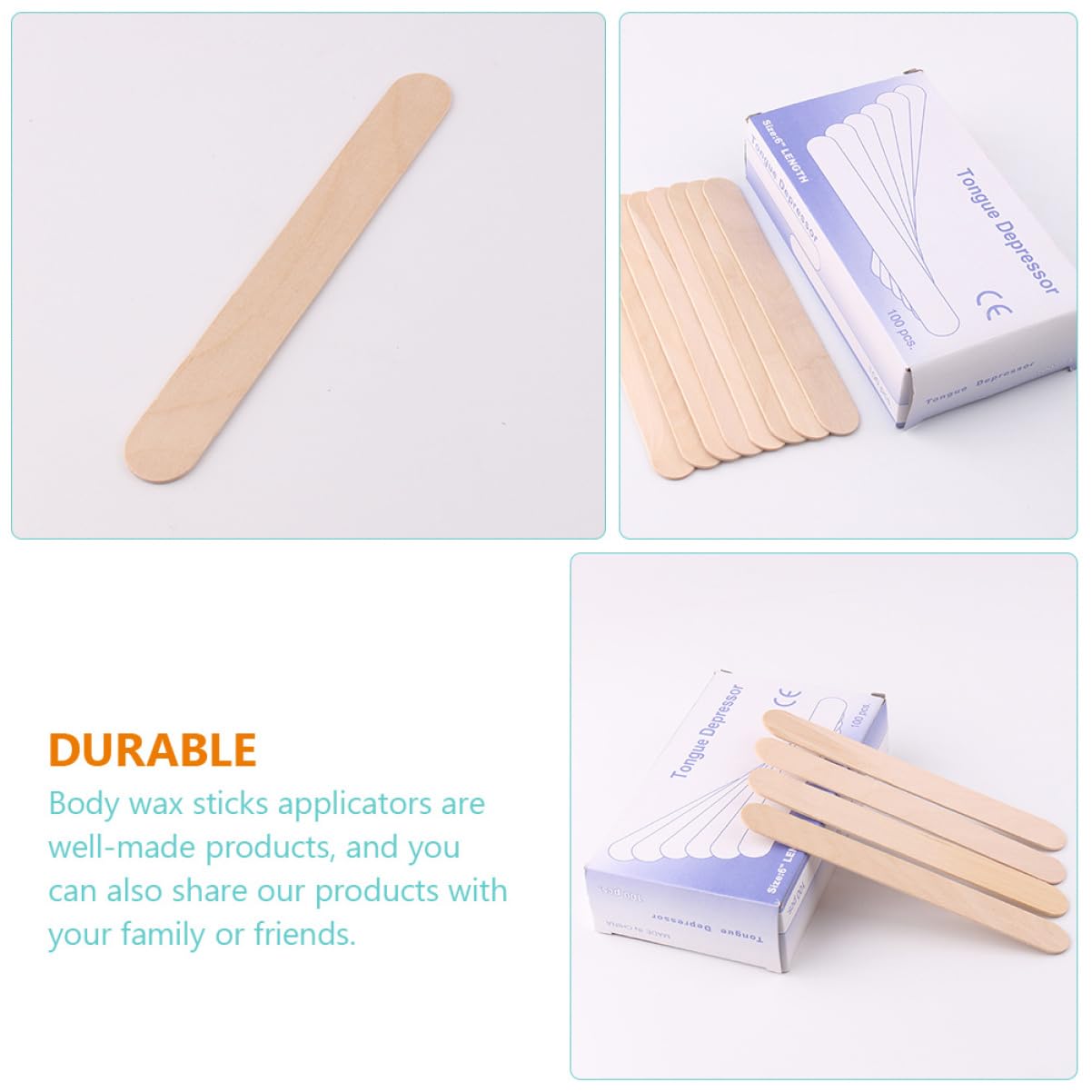 COSMEVIVI 200pcs Hair Removal Wax Sticks Facial Wax Applicator Brow Wax Sticks Hair Removal Spatula Multi-Function Wax Applicators