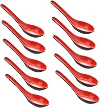 10Pcs Utensílios De Plástico Colheres De Serviço De Plástico Melamina Louça Colher Japonesa Colher De Sopa De Macarrão Colher De Sopa Conchas De Melamina Talheres De Cozinha
