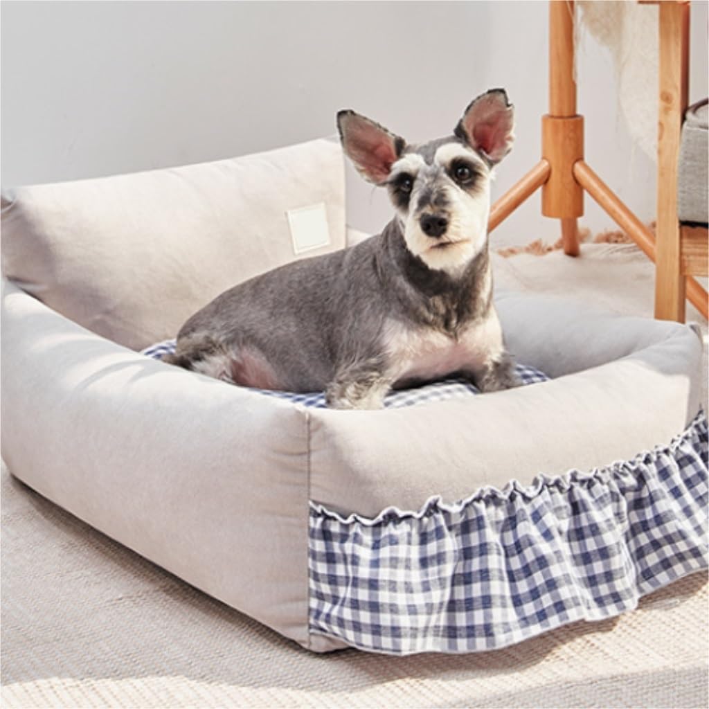 Dog Bed Creative Backrest Pet Sofa Bed Four Seasons Universal Removable and Washable Dog Kennel Cat Kennel Warm in Winter Pet Bed (Color : Gray, Size : 63cm*55cm20cm) (Gray 24.8"L x 21.7"W x 8.7"Th)